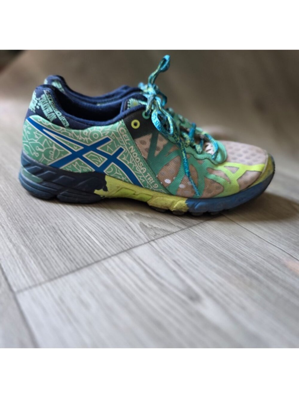Asics Gel Noosa Tri 9 Womens Running Shoes US 8 Blue/Green Lightweight Triathlon